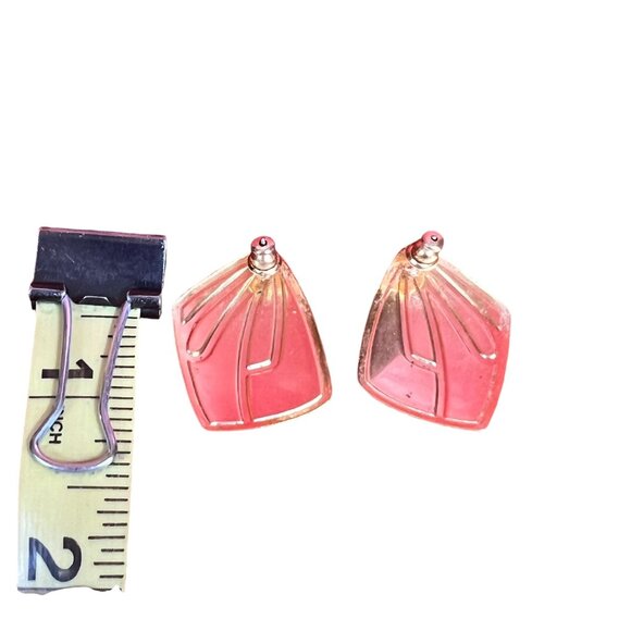 Vintage 80s Green Yellow Earrings - Picture 2 of 2